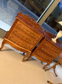 Pair of Carved Mahogany Bedside Cabinets