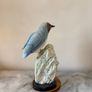 Hand-Carved Blue Chalcedony Songbird on Natural Amazonite Matrix Base Image 5