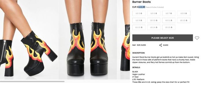 Dollskill Burner Platform Boots - unique design (brand new