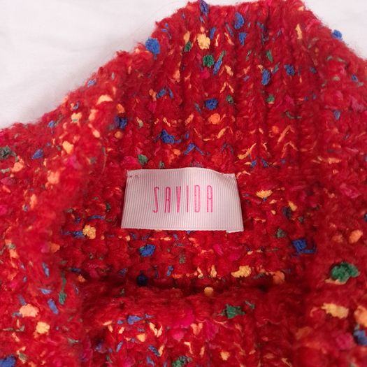 Savida Chunky Red Speckled Cable Knit Jumper 14UK/42EU