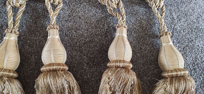 4 Extra Large Heavy Luxury Beaded Gold Curtain Tassel Tiebacks