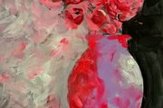 Pink and purple vibrant floral painting.  12 x 16 inch on 360gsm coldpressed acrylic paper. Original by Gerard McGibney, Dublin artist. Ideal for framing. Price excludes postage.