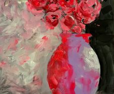 Pink and purple vibrant floral painting.  12 x 16 inch on 360gsm coldpressed acrylic paper. Original by Gerard McGibney, Dublin artist. Ideal for framing. Price excludes postage.