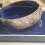 Vintage Solid Sterling Silver Engraved Hinged Bangle Bracelet Image 3