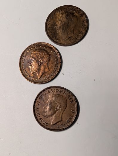 3 x UK Farthings