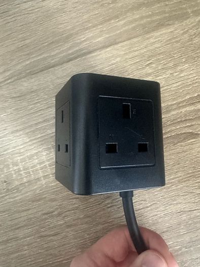 Cube Extension Lead with USB Ports-Black