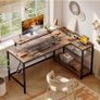 132.5CM L-Shaped Desk with 3 Power Outlets & 2 USB Ports, LED Strip Lights Image 10