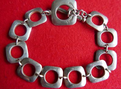 Vintage Tiffany & Co Sterling Silver 925 Cushion Link Bracelet Toggle length 8" 27,05g