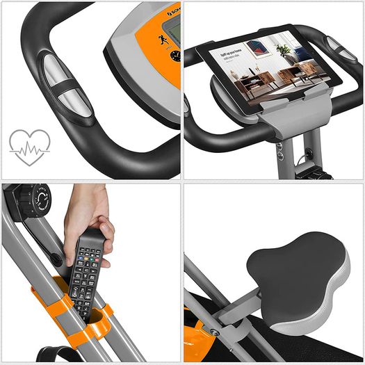 _X Bike, Exercise Bike, Fitness Bike, Foldable Fitness Bike, 8 Magnetic Resistance Settings, Floor Mat, Pulse Measurement, Mobile Phone Holder, Load Capacity 100 kg