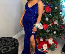 Royal blue sequin debs dress