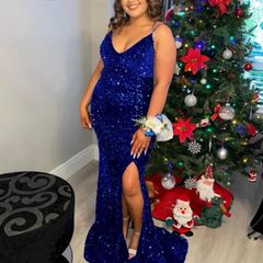 Royal blue sequin debs dress