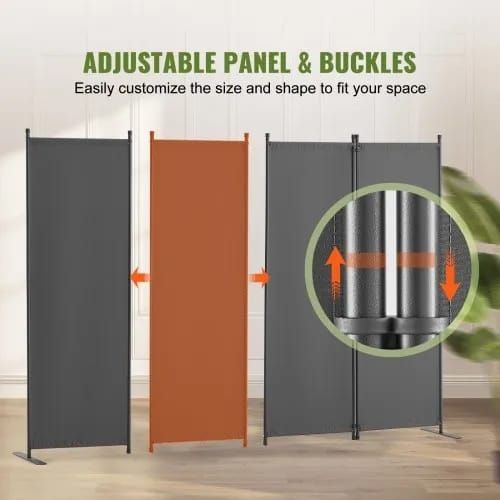Room Divider, 4 Panel Room Dividers and Folding Privacy Screens, Fabric Partition Room Dividers for Office, Bedroom, Dining Room, Study, Freestanding, Light Gray