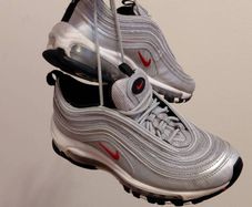 Nike Air Max 97 OG Silver Bullet (2022) Size UK-4.5/EUR-37.5 Model: 918890-001 Metallic Silver/Varsity Red-White-Black-2022