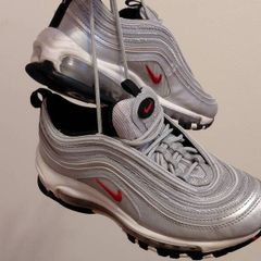 Nike Air Max 97 OG Silver Bullet (2022) Size UK-4.5/EUR-37.5 Model: 918890-001 Metallic Silver/Varsity Red-White-Black-2022