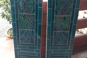Pair of Art Nouveau antique tiled side panels for fireplace, extremely heavy, D18