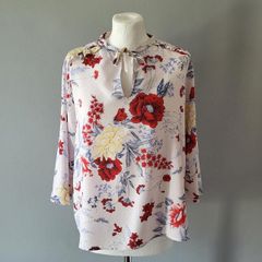 M&S white floral blouse/top, Size 14