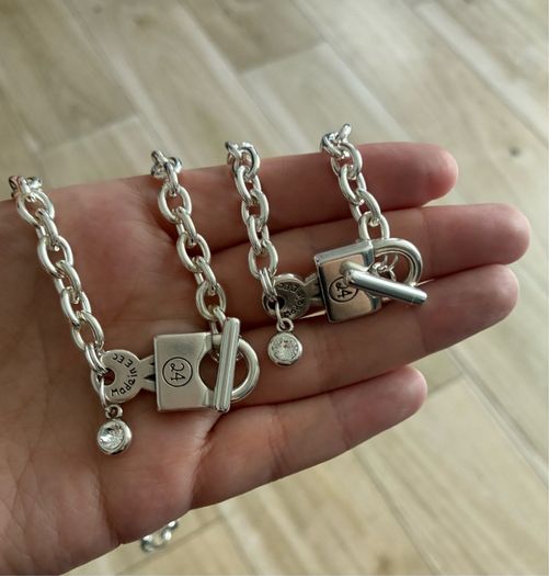 Silver Plated Padlock & Key Necklace & Bracelet