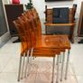 Four striking chrome and plastic orange vintage Italian dining chairs. Very decent and useable condition. A bargain at this price. Image 3