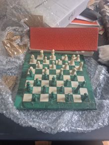 Malachite & Stone Inlay Chess Board & Pieces
