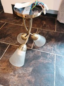 Gold three bulb light fitting