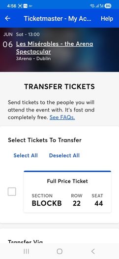 single ticket to Les Miserables in Dublin