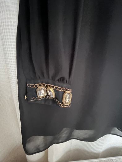 Black Tunic Dress With Embellished Cuffs