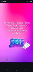 3 Standing Westlife Tickets