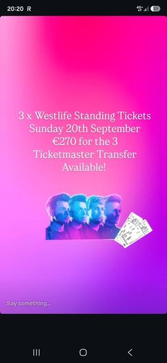 3 Standing Westlife Tickets