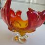 CHALET Lorraine 8 Splash 1960's Glass Canadian Bowl, Clear, Amber & Orange. Image 5