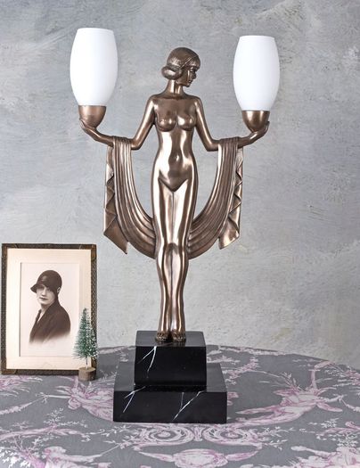 Table Lamp Villa Gatsby Art Deco Table Lamp Female Nude Bauhaus Lamp