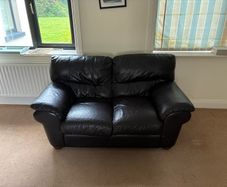 Sofa- 3 seater, 2 seater & 1 seater brown leather sofas