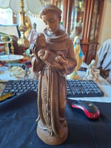 Beautiful Old Large Statue St. Anthony of Padua Holding the Child Jesus. St. Anthony is recognized as the Patron Saint of Lost Things and Desperate Situations, Similar figurines are crafted in Italy or the Valgardena region, Postage Available or collectio