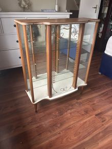 Vintage Retro Glass Display Cabinet China Cabinet  Mid Century Style