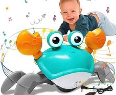 Sensing Crawling Crab.Tummy Time Baby Toys.Interactive Walking Dancing Toy with Music Sounds and Lights Infant Fun Gift