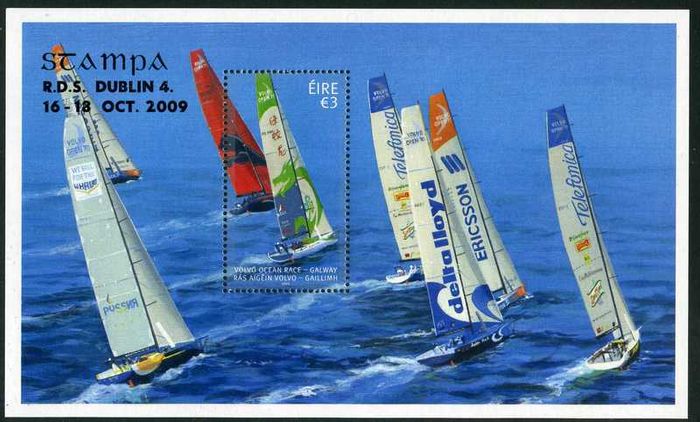 2009 Ireland Stampa Public Souvenir Volvo Ocean Race Commemorative Stamp Minatare Sheet Overprinted for Stampa Mint Never Hinged (MNH)
