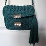 Handmade Crochet Crossbody Bag ,Bottle Green ,Emerald Image 4