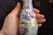 Mid Century Multicolour Jarron Tradicionales Iridescent Applied Flowers Bud Vase