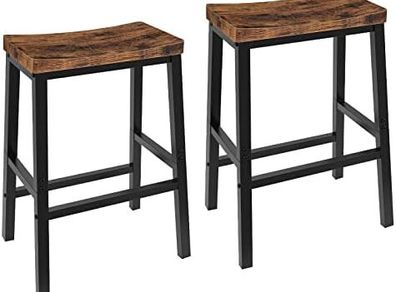 Bar Stools Set of 2, Tall Industrial Kitchen Breakfast Stools with Footrests, Bar Chairs