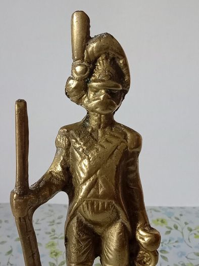 Pair of Vintage Brass Napoleonic Era Soldier Figurines.