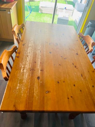 Pine kitchen table and 6 chairs