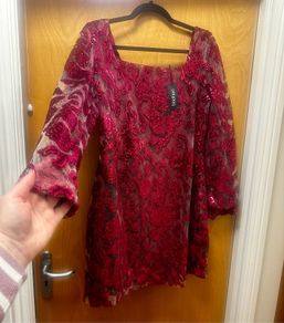 Brand new with tags Boohoo sparkly red mini dress