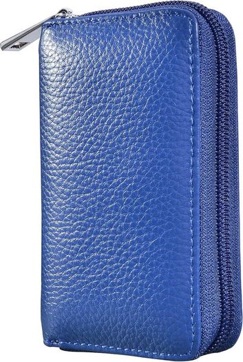 New Blue Genuine Leather Credit Card Holder ID Business Card Case Purse Wallet for Men & Women 26 slots