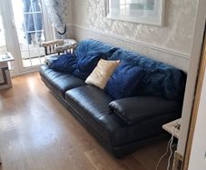 Sofa,3 seat black pure Italian leather almost 8 foot wide