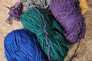Leftovers of acrylic wool yarn, knitting, crochet