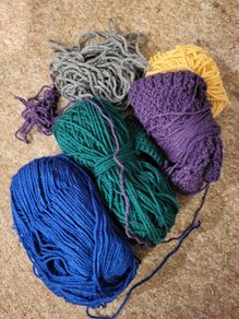 Leftovers of acrylic wool yarn, knitting, crochet