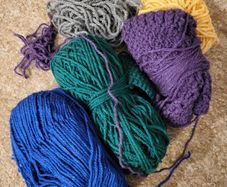 Leftovers of acrylic wool yarn, knitting, crochet