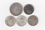 Switzerland, 5 x 83.5% Silver Coins, (No: 409)