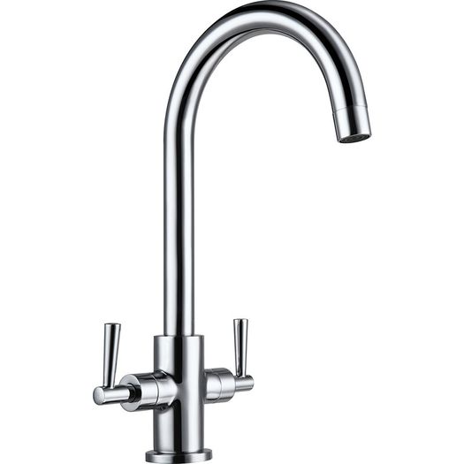 Chrome Kitchen Sink Mixer Tap | Swan Neck Twin Lever