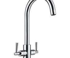 Chrome Kitchen Sink Mixer Tap | Swan Neck Twin Lever