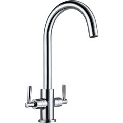 Chrome Kitchen Sink Mixer Tap | Swan Neck Twin Lever